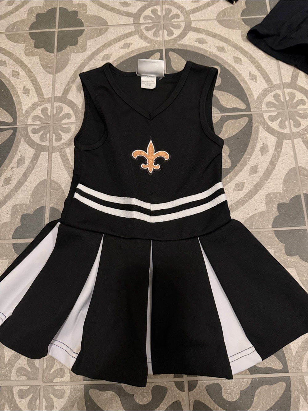 Saints Cheer Dress with Gold Fleur-de-Lis Accent 4T